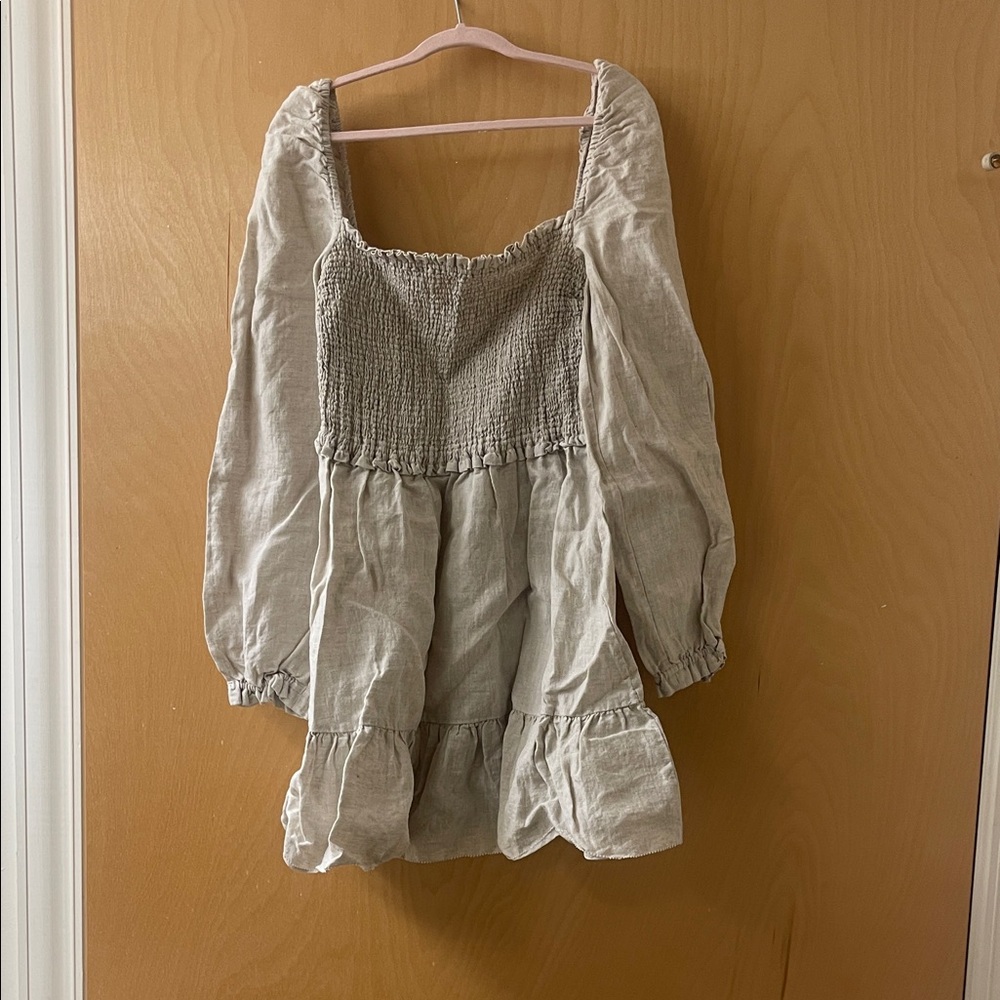 Wilfred Beige Smocked Square-Neck Tunic